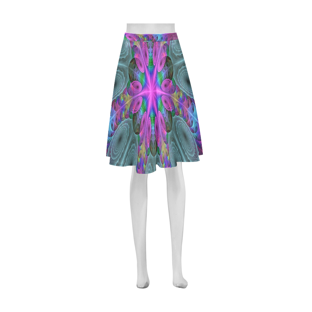 Mandala From Center Colorful Fractal Art With Pink Athena Women's Short Skirt (Model D15)