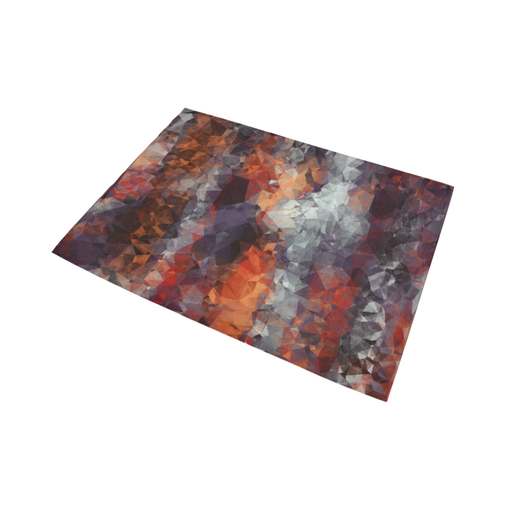 psychedelic geometric polygon shape pattern abstract in orange brown red black Area Rug7'x5'