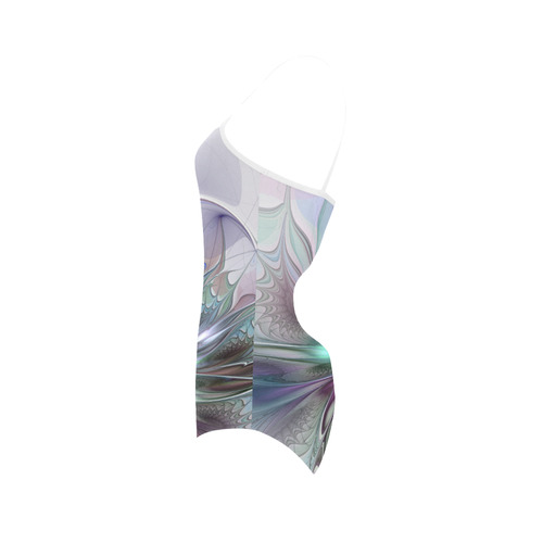 Colorful Fantasy Abstract Modern Fractal Flower Strap Swimsuit ( Model S05)