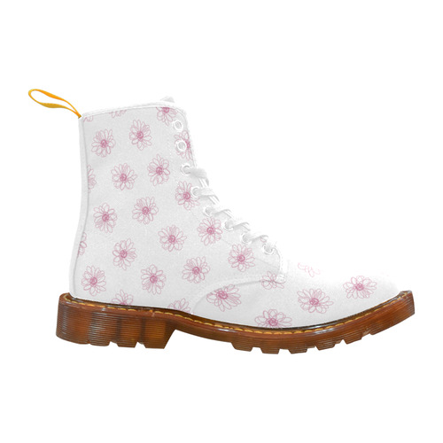 Pink floral pattern Custom Canvas Boots For Women Model 1203H