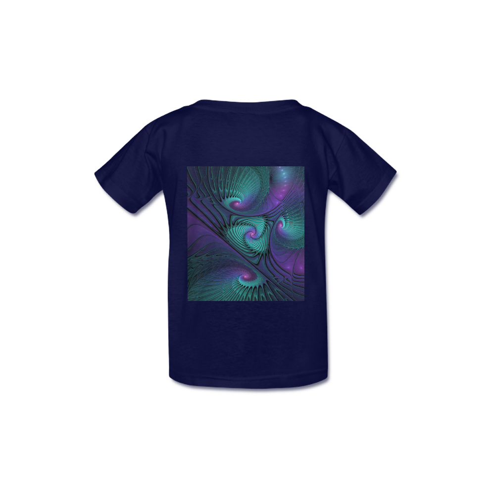 Purple meets Turquoise modern abstract Fractal Art Kid's  Classic T-shirt (Model T22)