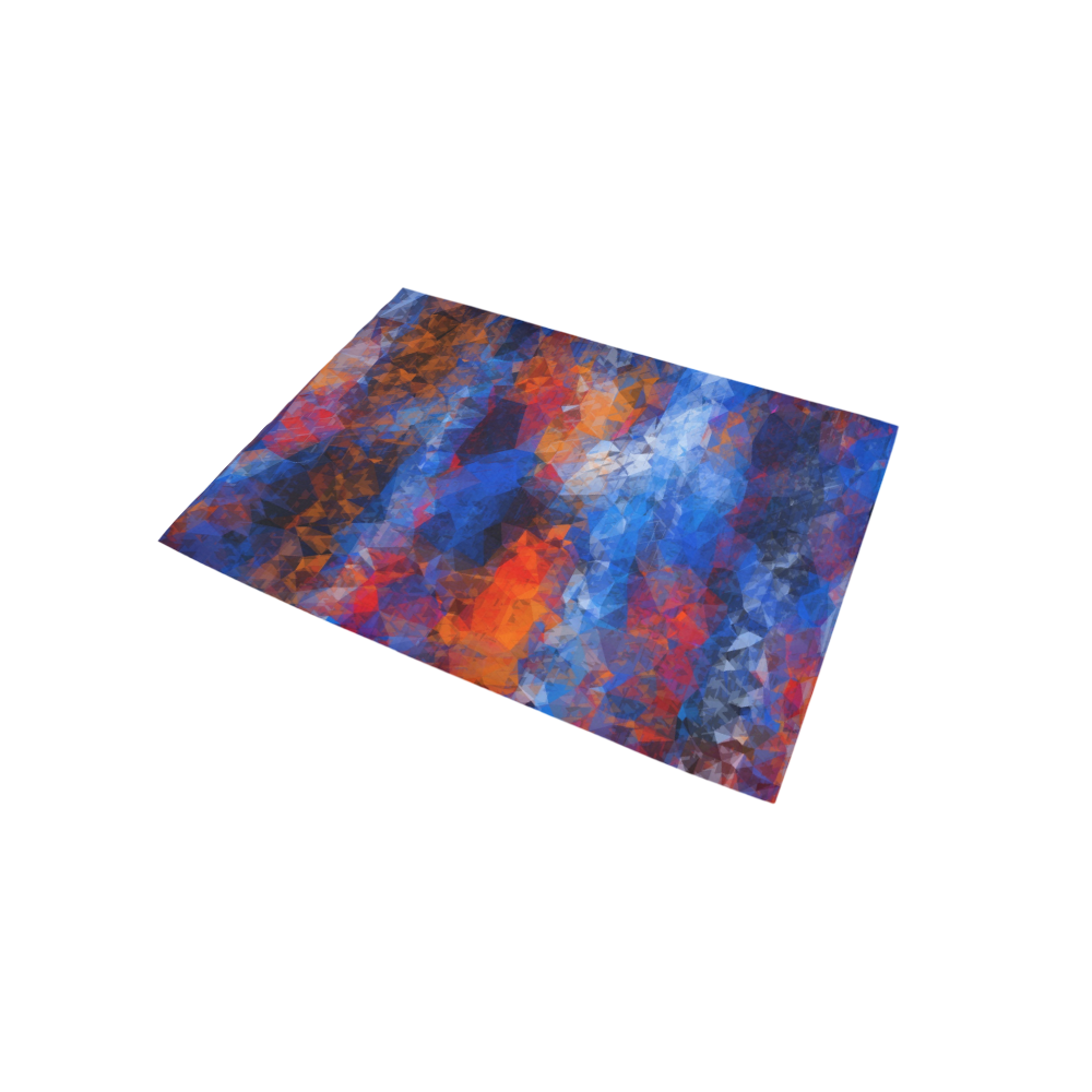 psychedelic geometric polygon shape pattern abstract in red orange blue Area Rug 5'x3'3''