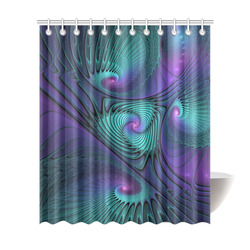 Purple meets Turquoise modern abstract Fractal Art Shower Curtain 72"x84"