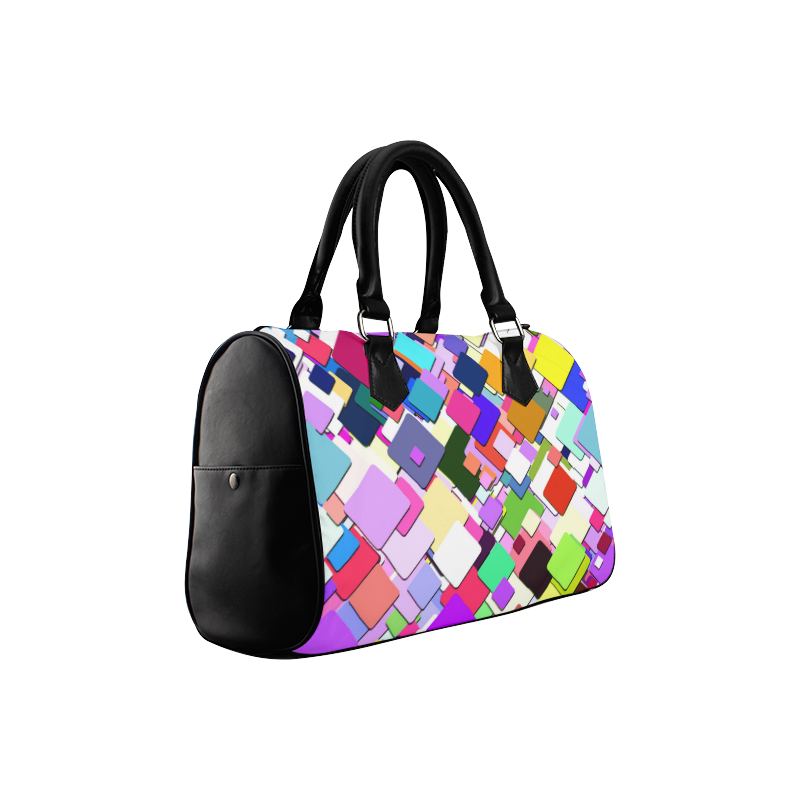 Colorful Squares Geometric Pattern Boston Handbag (Model 1621)