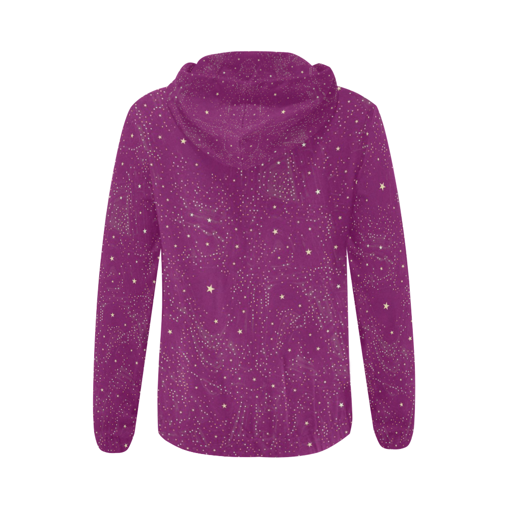 Awesome allover Stars 01E by FeelGood All Over Print Full Zip Hoodie for Women (Model H14)
