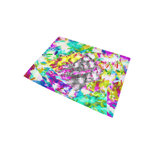 camouflage psychedelic splash painting abstract in pink blue yellow green purple Area Rug 5'3''x4'