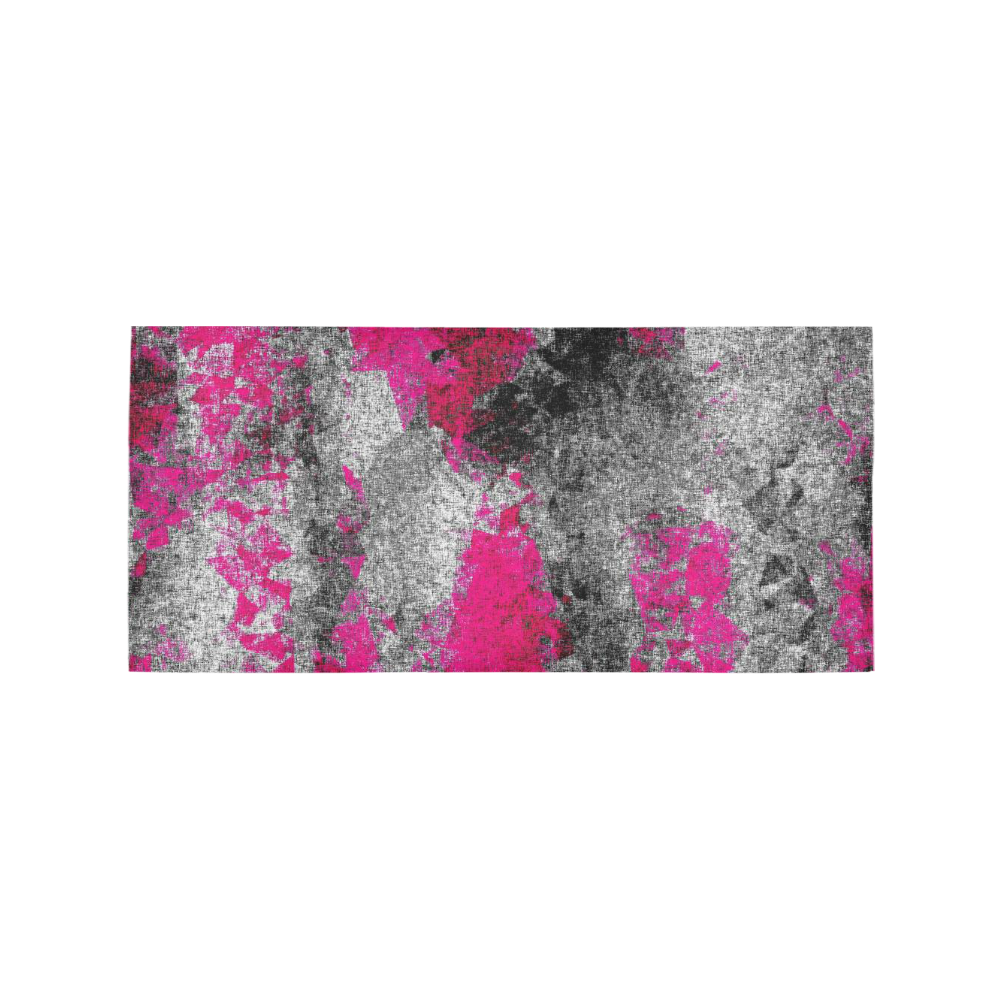 vintage psychedelic painting texture abstract in pink and black with noise and grain Area Rug 7'x3'3''