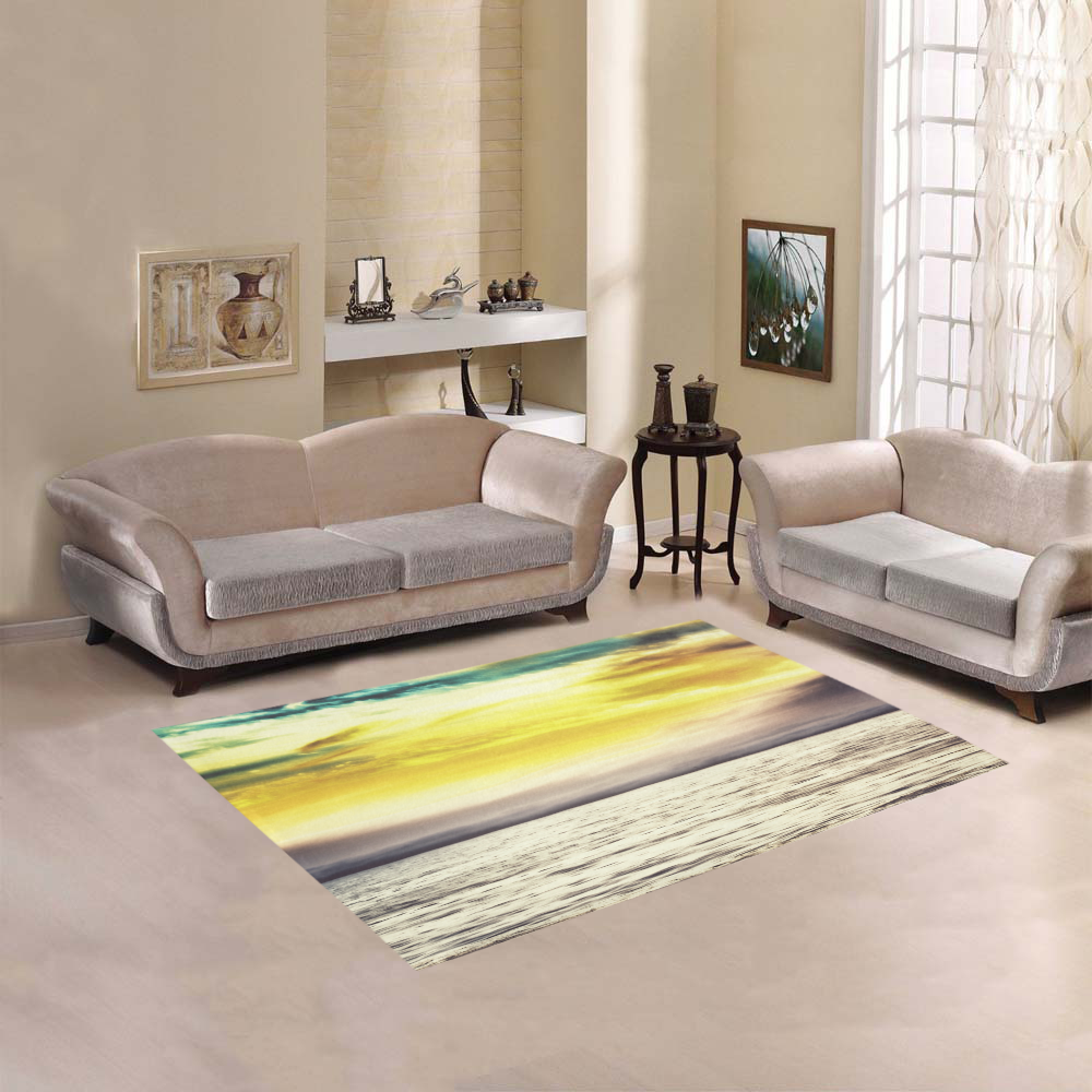 cloudy sunset sky with ocean view Area Rug 5'3''x4'