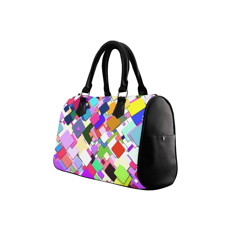 Colorful Squares Geometric Pattern Boston Handbag (Model 1621)