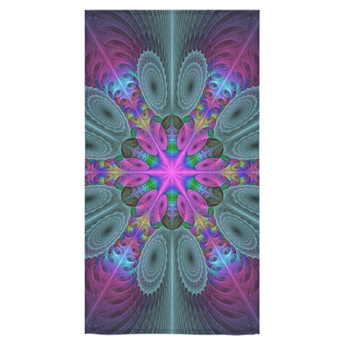 Mandala From Center Colorful Fractal Art With Pink Bath Towel 30"x56"