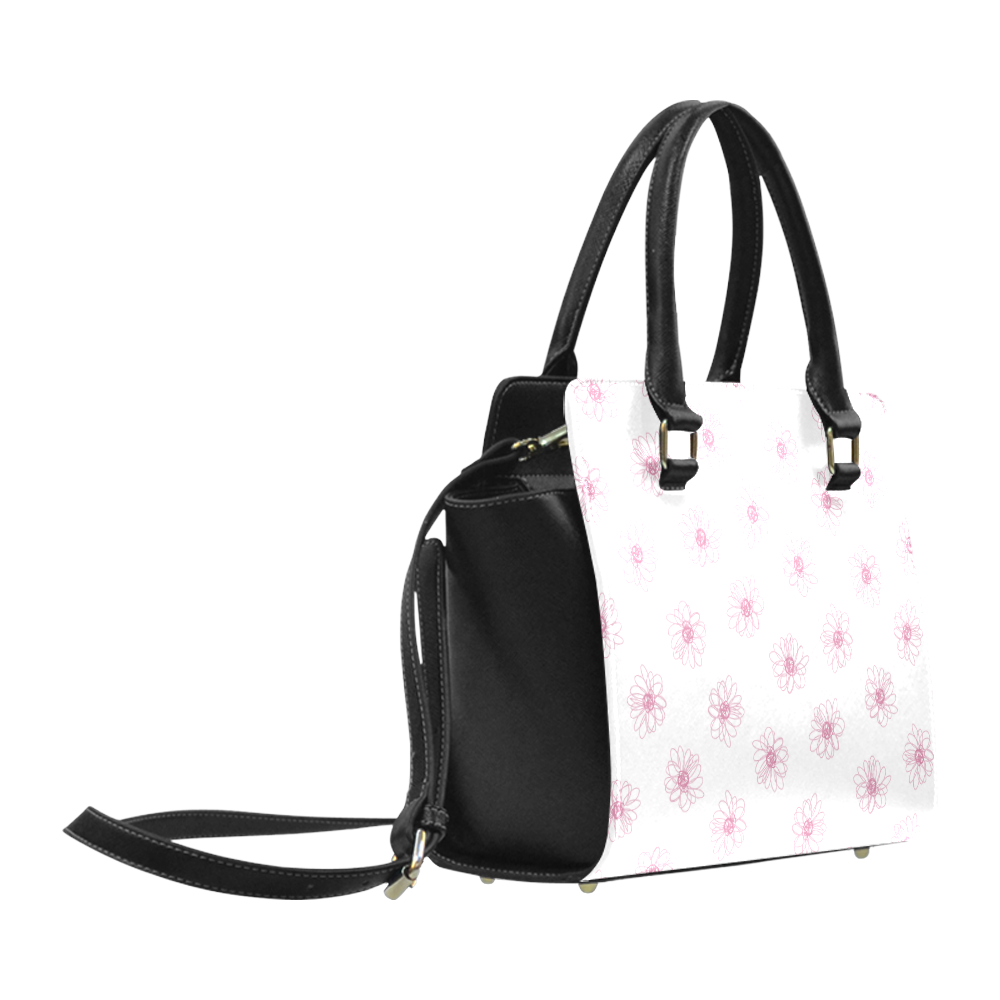 Pink floral pattern Classic Shoulder Handbag (Model 1653)