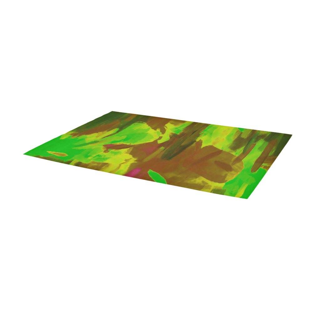 camouflage painting texture abstract background in green yellow brown Area Rug 9'6''x3'3''
