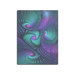 Purple meets Turquoise modern abstract Fractal Art Blanket 50"x60"