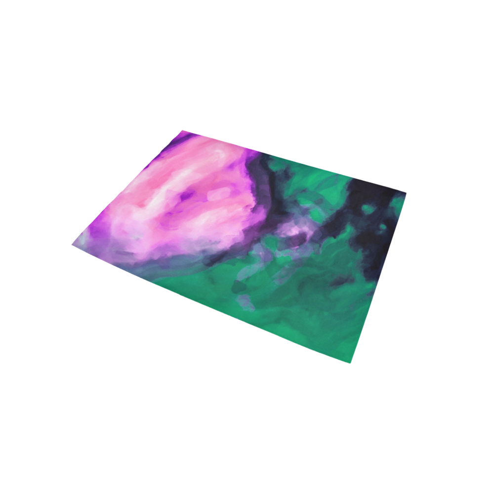 psychedelic splash painting texture abstract background in green and pink Area Rug 5'x3'3''