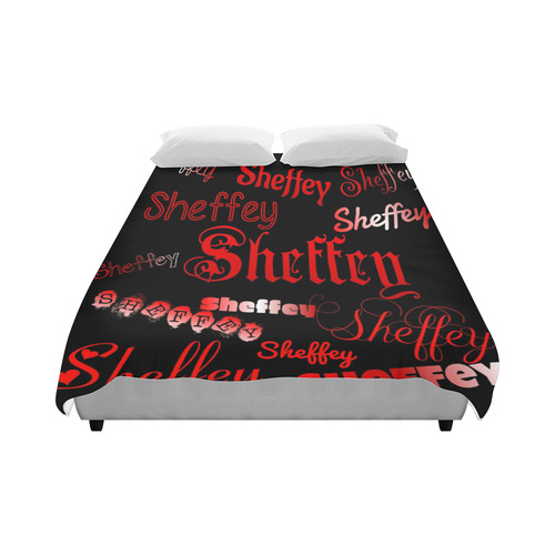 Sheffey Fonts - Red on Black Duvet Cover 86"x70" ( All-over-print)