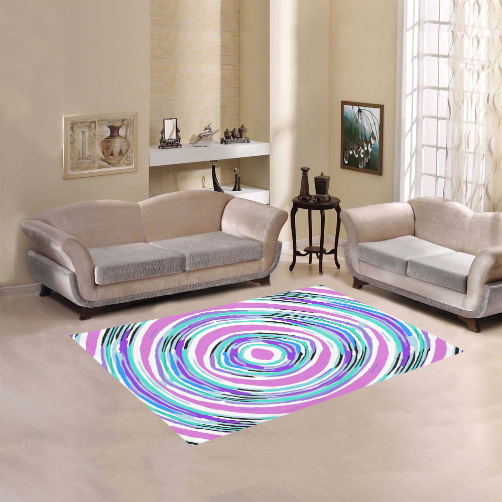 psychedelic graffiti circle pattern abstract in pink blue purple Area Rug 5'3''x4'