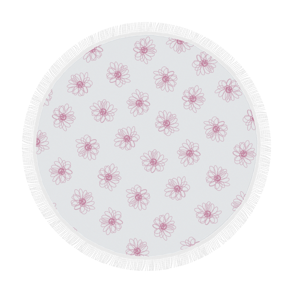 Pink floral pattern Circular Beach Shawl 59"x 59"