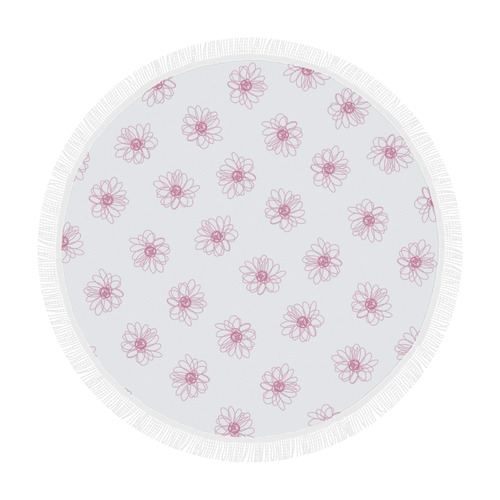 Pink floral pattern Circular Beach Shawl 59"x 59"