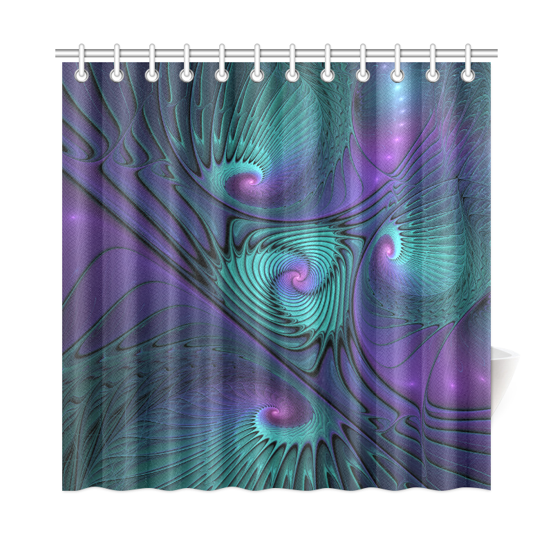 Purple meets Turquoise modern abstract Fractal Art Shower Curtain 72"x72"