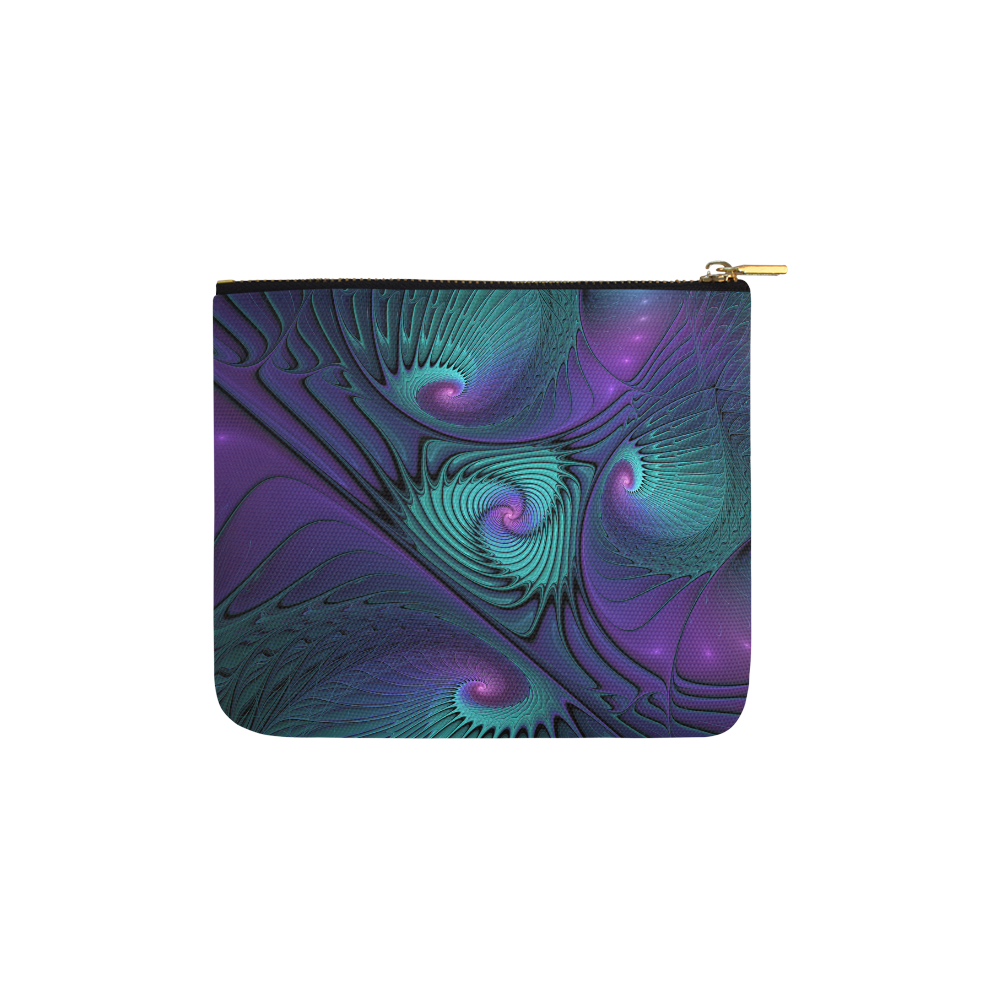 Purple meets Turquoise modern abstract Fractal Art Carry-All Pouch 6''x5''
