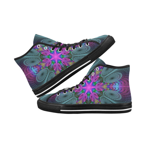 Mandala From Center Colorful Fractal Art With Pink Vancouver H Women's Canvas Shoes (1013-1)