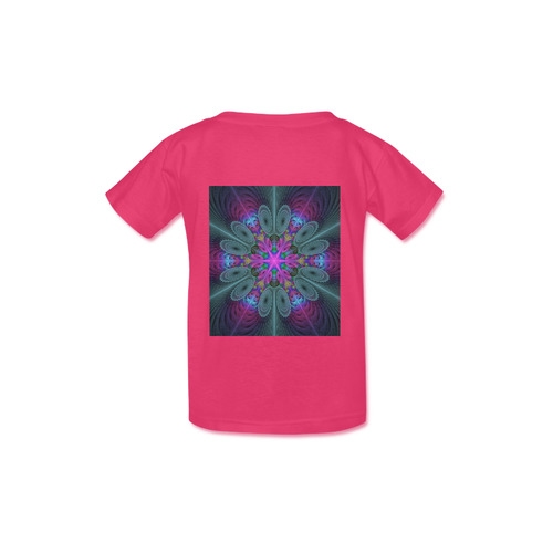 Mandala From Center Colorful Fractal Art With Pink Kid's  Classic T-shirt (Model T22)