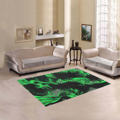 green palm leaves texture abstract background Area Rug 5'3''x4'