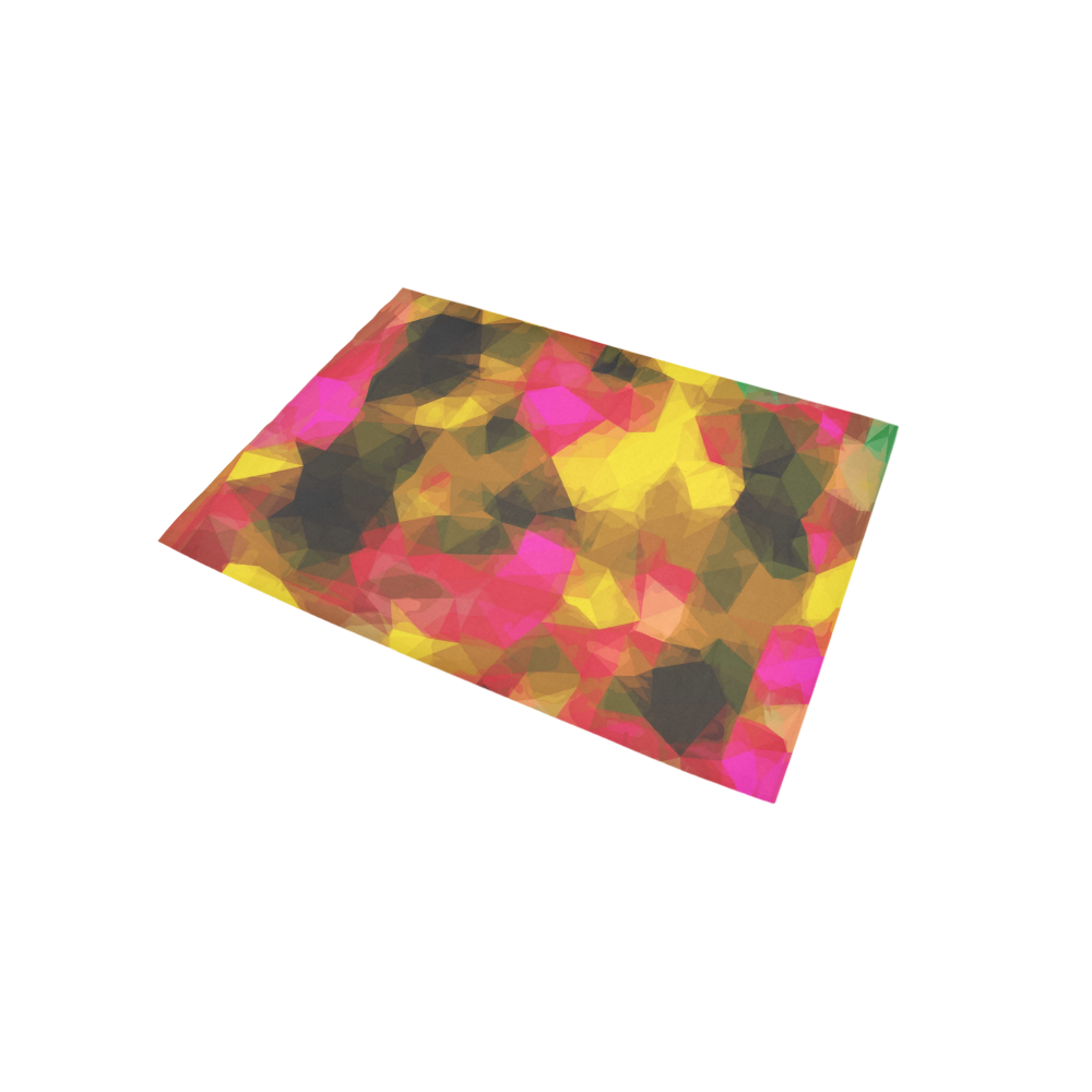 psychedelic geometric polygon shape pattern abstract in pink yellow green Area Rug 5'x3'3''