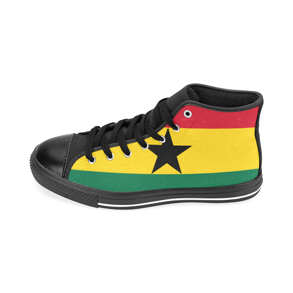 GHANA (FLAG) Men’s Classic High Top Canvas Shoes /Large Size (Model 017)