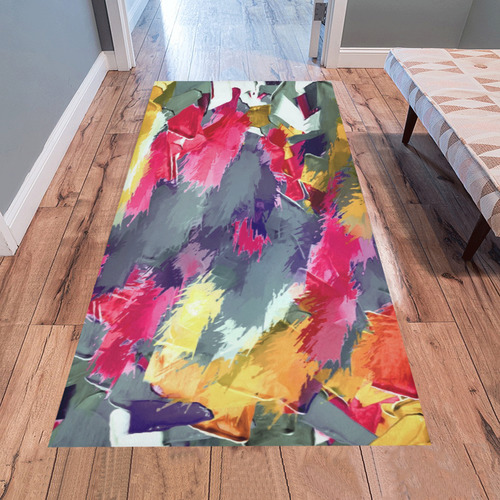 splash painting texture abstract background in red purple yellow Area Rug 7'x3'3''