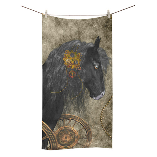 Beautiful wild horse with steampunk elements Bath Towel 30"x56"