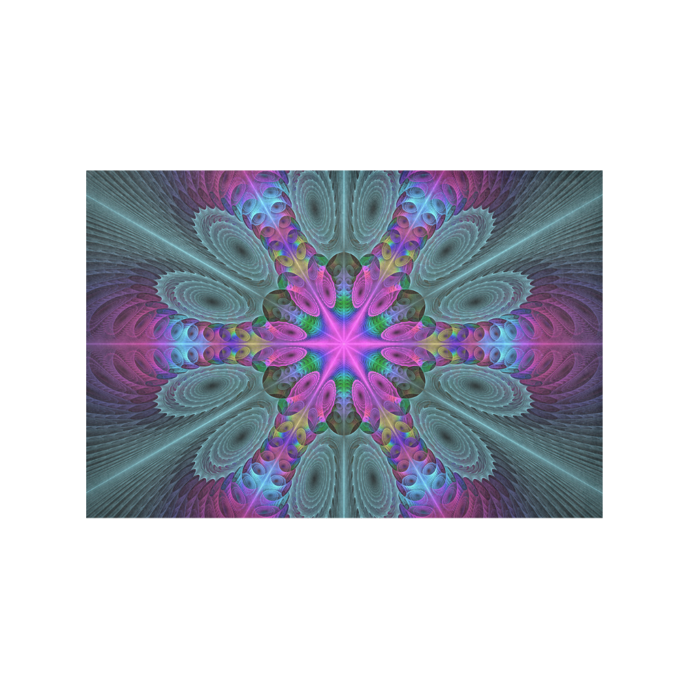 Mandala From Center Colorful Fractal Art With Pink Placemat 12''x18''