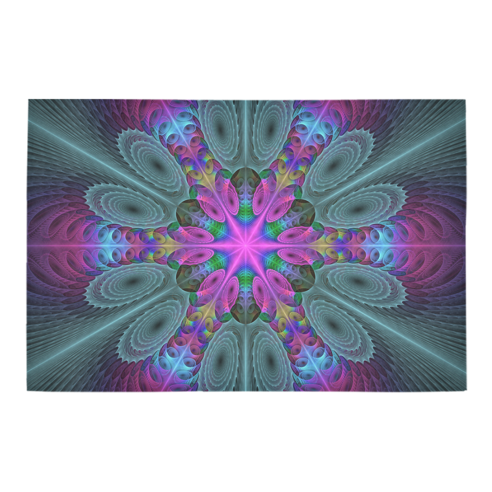 Mandala From Center Colorful Fractal Art With Pink Azalea Doormat 24" x 16" (Sponge Material)