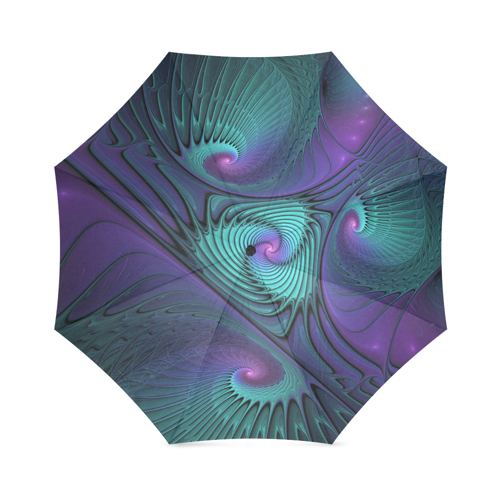 Purple meets Turquoise modern abstract Fractal Art Foldable Umbrella (Model U01)