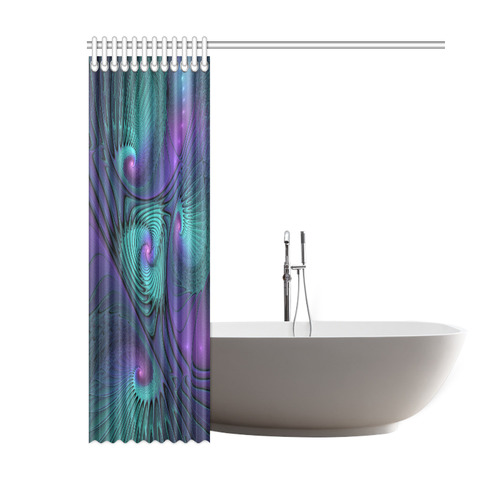 Purple meets Turquoise modern abstract Fractal Art Shower Curtain 60"x72"