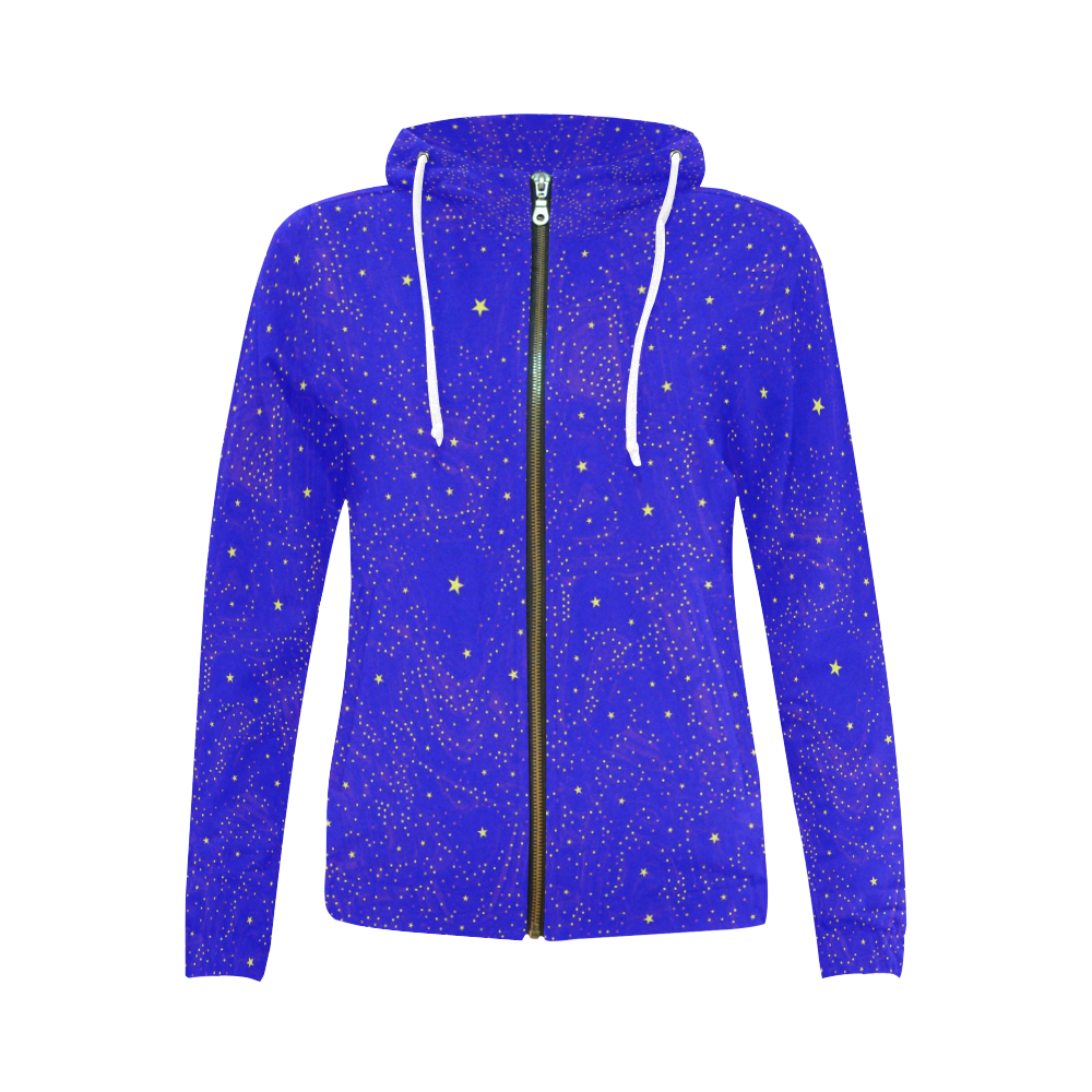 Awesome allover Stars 01F by FeelGood All Over Print Full Zip Hoodie for Women (Model H14)