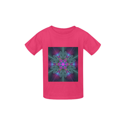 Mandala From Center Colorful Fractal Art With Pink Kid's  Classic T-shirt (Model T22)
