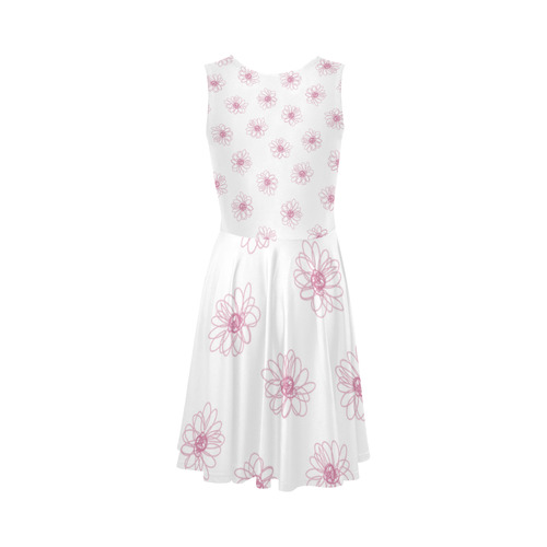 Pink floral pattern Sleeveless Ice Skater Dress (D19)