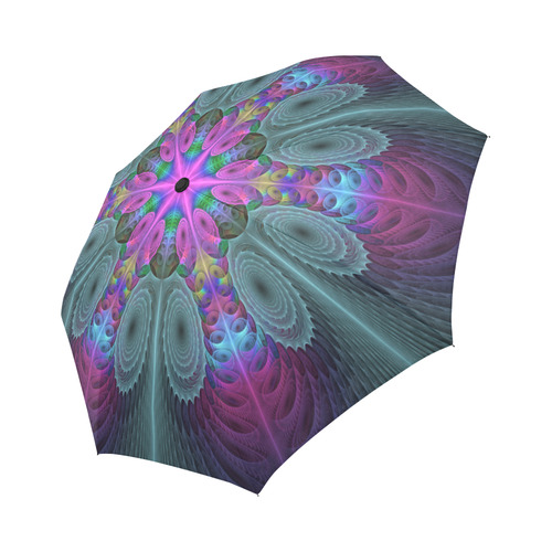 Mandala From Center Colorful Fractal Art With Pink Auto-Foldable Umbrella (Model U04)