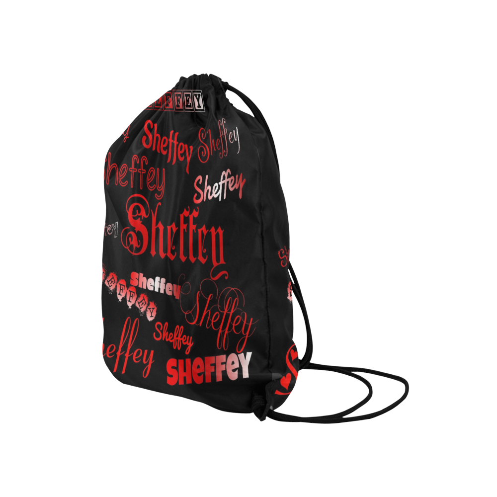 Sheffey Fonts - Red on Black Medium Drawstring Bag Model 1604 (Twin Sides) 13.8"(W) * 18.1"(H)