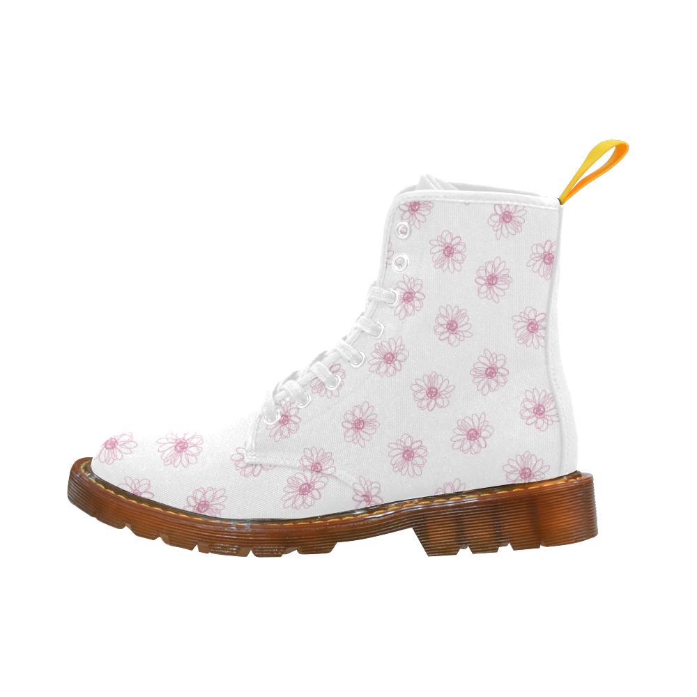 Pink floral pattern Custom Canvas Boots For Women Model 1203H