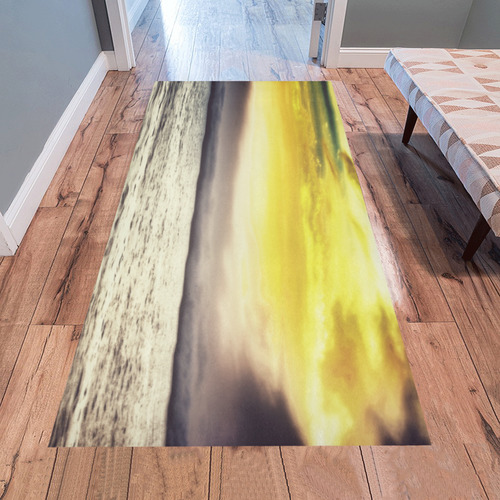 cloudy sunset sky with ocean view Area Rug 7'x3'3''