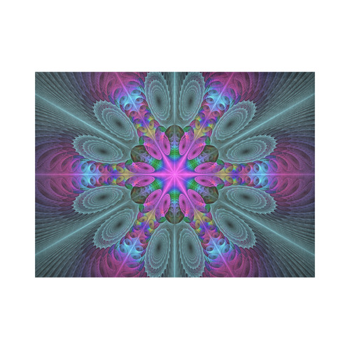 Mandala From Center Colorful Fractal Art With Pink Placemat 14’’ x 19’’ (Set of 2)