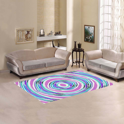 psychedelic graffiti circle pattern abstract in pink blue purple Area Rug 5'x3'3''