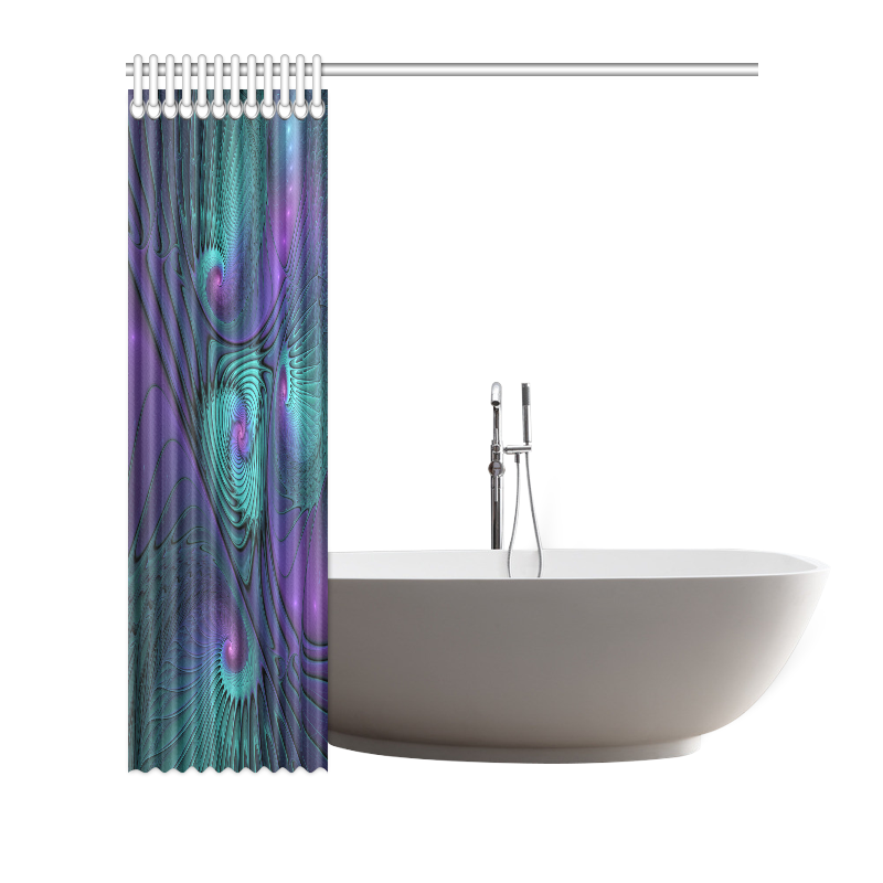 Purple meets Turquoise modern abstract Fractal Art Shower Curtain 72"x72"