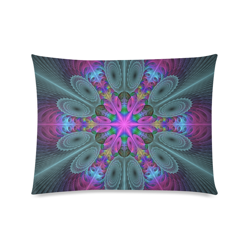 Mandala From Center Colorful Fractal Art With Pink Custom Zippered Pillow Case 20"x26"(Twin Sides)