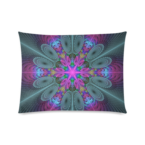Mandala From Center Colorful Fractal Art With Pink Custom Zippered Pillow Case 20"x26"(Twin Sides)