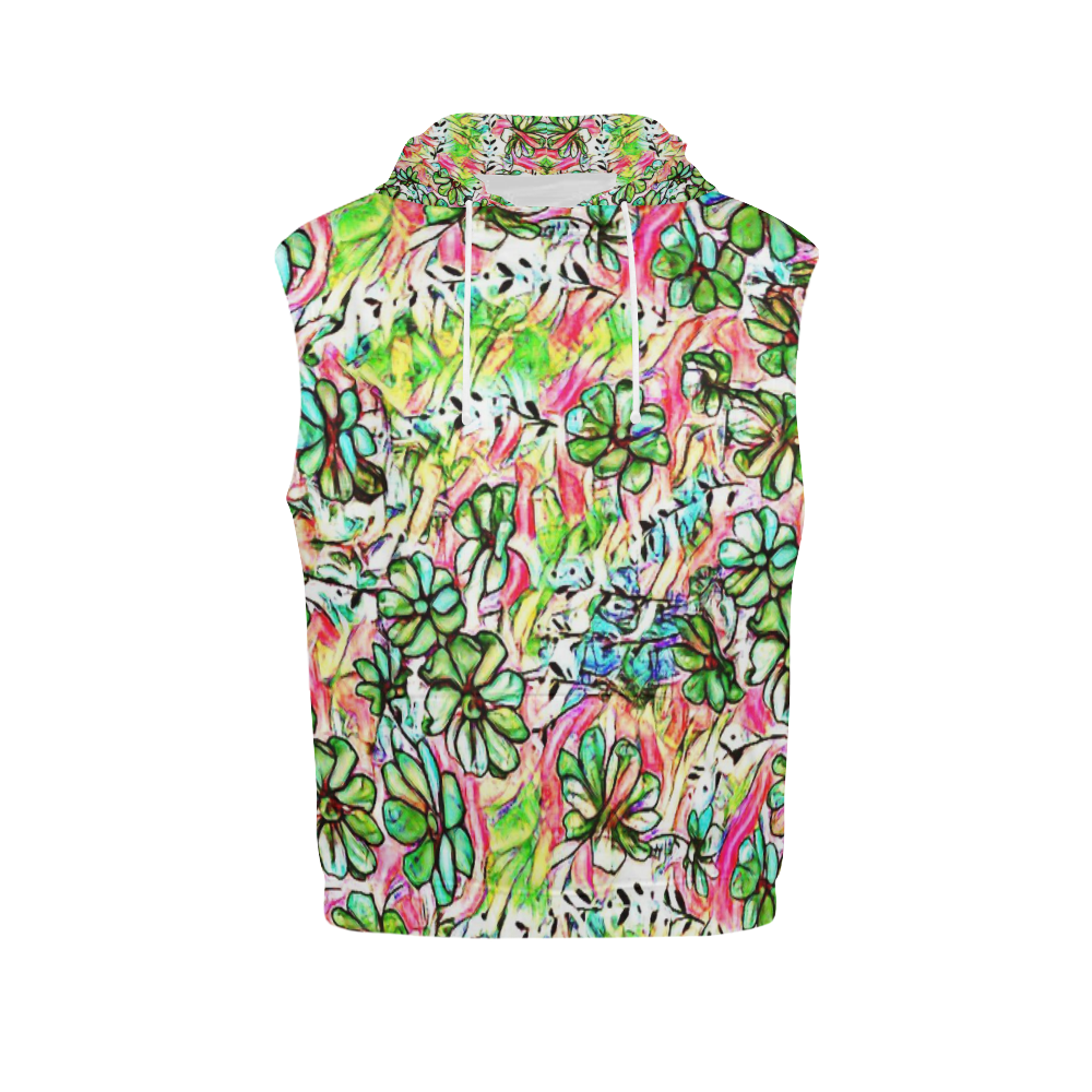 Jolly Floral A by FeelGood All Over Print Sleeveless Hoodie for Women (Model H15)