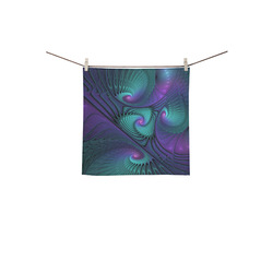 Purple meets Turquoise modern abstract Fractal Art Square Towel 13“x13”