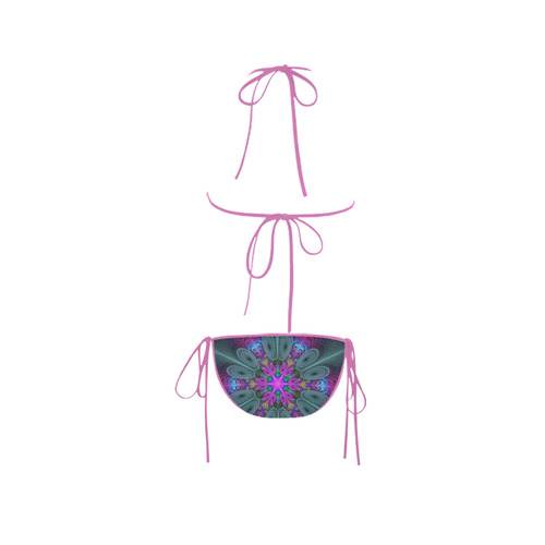 Mandala From Center Colorful Fractal Art With Pink Custom Bikini Swimsuit